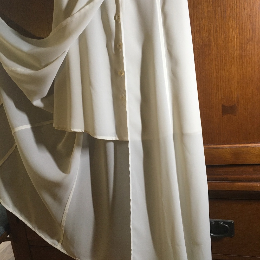 Off White Shear Crepe Event Dress - Picture 7 of 14